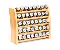 Gewürzregal, Küchenregal aus Holz für Gewürze und Kräuter, 40 Gläser, Gald - 40F 8x5 naturell mat