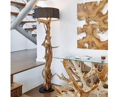 Hochwertige Stand-lampe BLUMA | Designer Stehlampe Teakholz mit Holz-Zertifikat | Wurzelholz Unikat in Handarbeit | Höhe 180 cm | Lampenschirm: Schwarz | Das Highlight für Wohnzimmer, Büro u. Praxis