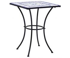 Nologo Egcsf Irfora Mosaik Bistrotisch Eckig Beistelltisch Terrasse Garten Outdoor Balkon Möbel Blau Weiß 60cm Keramik
