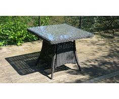 Outdoor Rattan-Tisch Polyrattan 92x92cm mit Glasplatte