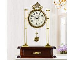 Axiba Kaminuhren Wohnzimmer-Messing Mute Schaukelstuhl Antik Quarz Uhr Tisch Luxus Uhr 51,5 * 36 * 12 cm-Hausdekorationen