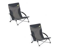 CamperWave Strandstuhl im 2er-Set | bequemer + extra Stabiler Strandstuhl | Extra breite Standfüße für weichen Boden | inkl. Tragetasche | 2er Set Grau