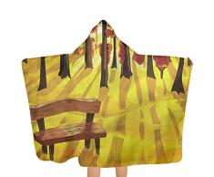 ZHSL Kinder Kapuzen Handtuch Wald, Cartoon Baum und Bank Übergroße Kapuze Badetuch zum Schwimmen/Duschen/Pool 51,5x31,8 Zoll