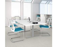 WeberBÜRO Easy Konferenztisch 200x120 cm Weiß mit ELEKTRIFIZIERUNG Besprechungstisch Tisch