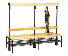 Sypro Wolf® Umkleidebank für Trockenräume mit doppelseitiger Rückenlehne 1,01 m, Mit Schuhrost