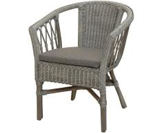 korb.outlet Stapelbarer Rattan-Sessel/Stuhl aus Natur-Rattan inkl. Polster in der Farbe Royal Grau