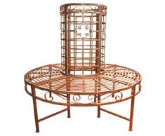 Garden Pleasure 950251 Baumbank aus Metall, pulverbeschichtet in bronzefarbener Rostoptik, rund