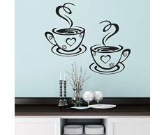 Zwei Kaffeetassen Küchenbar Wandaufkleber für Wohnzimmer Restaurant Hintergrund Kunst Aufkleber Aufkleber Tapete Wohnkultur Wandaufkleber 62cm * 36cm
