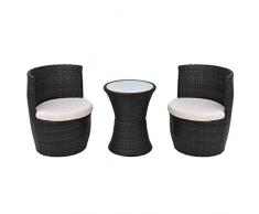 Tidyard 5-TLG.Gartenmöbel-Set Garten Bistro-Set Bistrotisch Sitzgruppe Mit 1 Tisch, 2 Stühle und 2 Sitzkissen,Balkonset Stehtisch Mit Milchglasplatte,Möbelsets Gartenmöbel Set Gartengarnitur