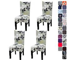 Tavie Esszimmer Stuhlhussen 4 Stück Dehnbar Schonbezügen Esszimmerstuhl Abdeckung Elastische Dehnbare Hussen Stühle Elasthan Deckt Schutz Für Hotel Party Hochzeit Blattmuster Grün
