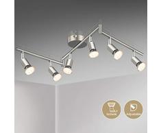 Defurhome LED Deckenleuchte Drehbar, 6 Flammig LED Strahler Deckenlampe Spot,Modern Deckenstrahler (Mattes Nickel), inkl. 6 x 3.5 W GU10 LED Lampen (380LM, warmweiß)