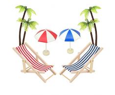 witgift 6 STK Strand-Mikrolandschaft Miniatur Strand Stuhl Mini Liegestuhl Deko Palme Sonnenschirm Micro Landschaft