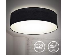 B.K.Licht I Deckenlampe I Stoffdeckenleuchte I Deckenleuchte I Bürolampe I Textilschirm I E27 I 2-Flammig I Ø38cm I Schwarz I ohne Leuchtmittel