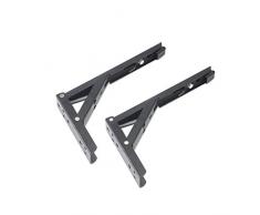 Faltbare Regalhalterung 2-TLG. Schwarz Hochleistungs-Faltbare Regalhalterung mit Feder zur Wandmontage für Klapptisch, Klappbank, Klapptheke, Lagerregal