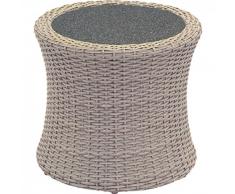 Casa Padrino Designer Garten Lounge Tisch Geflecht mit Spraystone Tischplatte - Garten Möbel