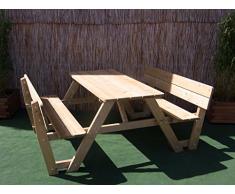 BIHL Picknicktisch Bierbank 150 cm Picknickbank Bank Tisch mit Rückenlehne