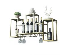 NJYT Weinregal Weinglashalter Wandhalter for Bar Metall Wandregal Storage Rack Weinflasche Weinklimaschrank Wandmontage Loft Vintage-Stil Industrie