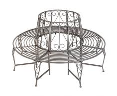 TecTake Baumbank (LxBxH 164 x 164 x 89 cm) Rundbank Gartenbank Parkbank Sitzbank Bank Metall wetterfest - anthrazit -