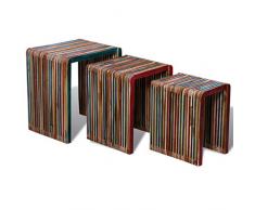 tiauant Möbel Tische dekorative Beistelltische bunt Set aus DREI Teaktische erholt Tischsets Farbe