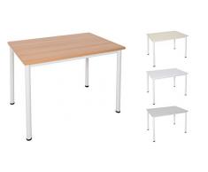 Schreibtisch / Besprechungstisch in verschiedenen Größen und Farben weißes Metallgestell Konferenztisch Arbeitstisch (B: 140 cm x T: 80 cm, Buche)