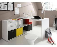 möbelando Eckschreibtisch Winkelkombination Schreibtisch Arbeitstisch Bürotisch Yihabo I in weiß