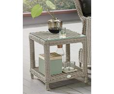 Destiny Loungetisch Merano Tisch Polyrattan Beistelltisch Kaffeetisch 50 x 46 cm in weiß