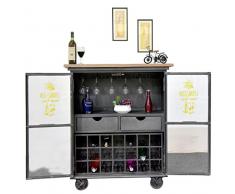 The Wood Times Weinschrank XXL Vintage Hausbar Minibar Vintage Massivholz Mangoholz, Metall, BxHxT 100x120x50 cm