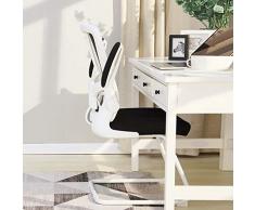 Lehnstühle Computer Chair Study Desk Chair Home Back Office Chair Dormitory Chair The Bow Taille Support is Designed to Safe and Strong. (Color : Weiß, Size : 46 * 52 * 101cm)