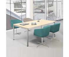 NOVA Besprechungstisch 180x80cm Ahorn 4-6 Pers. Konferenztisch Meetingtisch , Gestellfarbe:Silber