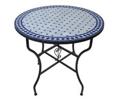 Saharashop Mediterraner Mosaiktisch Rund Ø 80 cm Blau-Natur