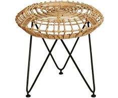 korb.outlet Runder Rattan-Tisch/Beistelltisch Retro/Beistell-Hocker mit Eisengestell/Blumenhocker Rund (Ø45cm)