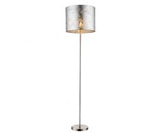 Design Steh Leuchte Stoff Decken Fluter Lese Stand Lampe silber glänzend Globo 15188S