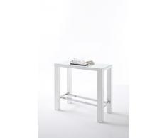 Jam Bartisch 4 Fuß - Tischplatte: Glas lackiert - Farbe: Hochglanz weiß - Gestell: 4-Fuß mit Chromverstrebung - Maße in B/H/T: ca. 120x108x60 cm