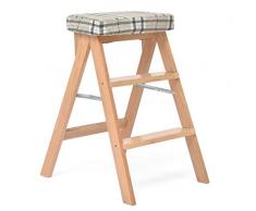Autopeck Folding Steps Trittleiter Hocker Holztreppe Klappbank massiv faltbar Kirsche tragbar Multifunktions-Anti-Rutsch-Stuhl für Haushalt Küche Obergeschoss Bücherei D