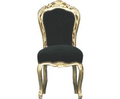 Barock Esszimmer Stuhl Schwarz/Gold Ludwig XIV Stuhl Wohnung Wohnen Rokoko Jugendstil Prunkstuhl Rokoko