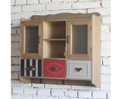 BGCG Hängeschränke, Schließfächer, mit Haken Wandschrank, Balkon Schlafzimmer Esszimmerschränke, American Retro Massivholz Küchenschränke Hängeschränke (Farbe : A)