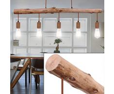 Vintage Decken Pendel Hänge Lampe Natur Holz-Design Leuchte Beleuchtung 5-Flammig