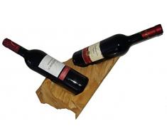 Weinflaschenhalter für 2 Flaschen Teakholz hell braun ca. 30-50x20-30x15 cm natur Holz Teak Flaschenständer optisch Treibholz Weinhalter Wurzel Style jedes Stück individuell einzigartig Holzflaschenhalter hochwertige Geschenkidee