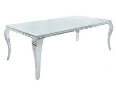 Casa Padrino Designer Esstisch 200 cm Weiss/Silber - Modern Barock