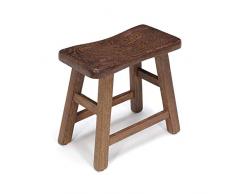 YLCJ Hocker Fußhocker Arbeitshocker Duschhocker Tritthocker Hühnerflügel Holz Landhausbank Massivholz unlackiert Retro Einfache Bank (Farbe: Nussbaum, Größe: 27 * 29 * 15)
