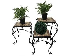 Blumenhocker Mosaiktisch Blumenregal Beistelltisch Metall Stern quadratisch 3-teilig