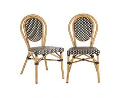 blumfeldt Montpellier BL Stuhl Bistrostuhl - stapelbar, Aluminiumrahmen, Polyrattan, Beine mit Pulverbeschichtung, einfache Reinigung, wetterfest, schwarz-Creme