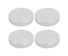 sourcing map 4Stk. 40mmx8mm M10 Tee Tisch Glasplatte Kreis Aluminiumscheibe Adapter Silberton