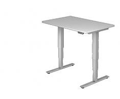 Bümö® ergonomischer Schreibtisch elektrisch höhenverstellbar | elektrischer Bürotisch | höhenverstellbarer Büroschreibtisch mit Memoryfunktion in Rechteck: 120x80 cm Grau