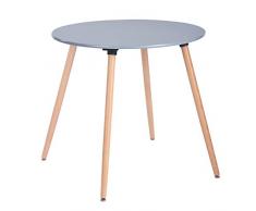 DORAFAIR Runder Esstisch Küchentisch Wohnzimmer Tisch, Skandinavisch Beistelltisch MDF, Beine Natur, Grau