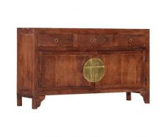 N / A vidaXL Sideboard Mit 3 Schubladen und 2 Türen, Vitrinenschrank Küchenschrank Esszimmerschrank,Massivholz für Wohnzimmer, Schlafzimmer, Flur oder Bad 140 x 40 x 80 cm