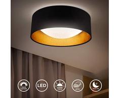 B.K.Licht I LED Stoff-Deckenleuchte mit Sternenhimmeleffekt I Schwarz-Gold I 12W LED-Platine I 1.200lm I 4.000K neutralweiße Lichtfarbe I Stofflampe I Ø32cm