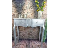 Livitat® Konsolentisch Anrichte Wandtisch Silber foliert barock Pomp pompös Landhaus LV2028