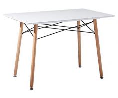 DORAFAIR Rechteckig Esstisch Weiß Küchentisch Modern Büro Konferenztisch Kaffeetisch,Skandinavisch Esszimmertisch mit Holzrahmen,110 * 70 * 73cm