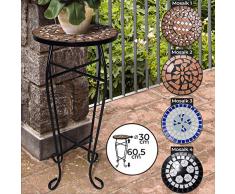 Mosaik Blumenständer - aus Metall und Keramik, max. 25 kg, Ø 30 cm, 60,5 cm hoch, Farbwahl - Pflanzenständer, Blumentopfständer, Beistelltisch, Blumenhocker, Topfgestell, Gartentisch, Balkontisch